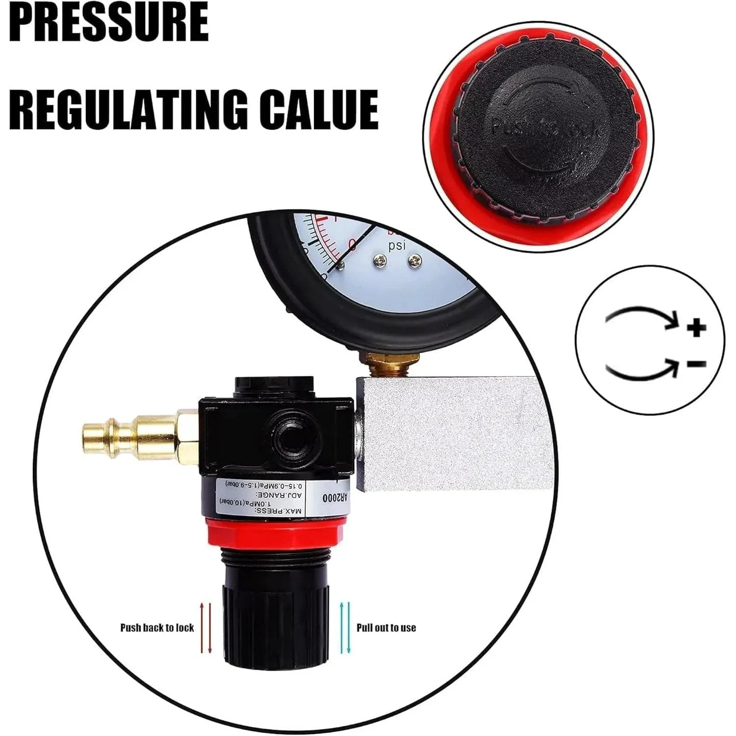 Pressure regulator and gauge of Cylinder Leak Down Tester Kit With Dual Gauge And Pressure Regulator For Gasoline Engines Includes Spark Plug Adapters M10 M12 M14 M18 TU21 Blue For Quick And Precise Leakage Diagnostics