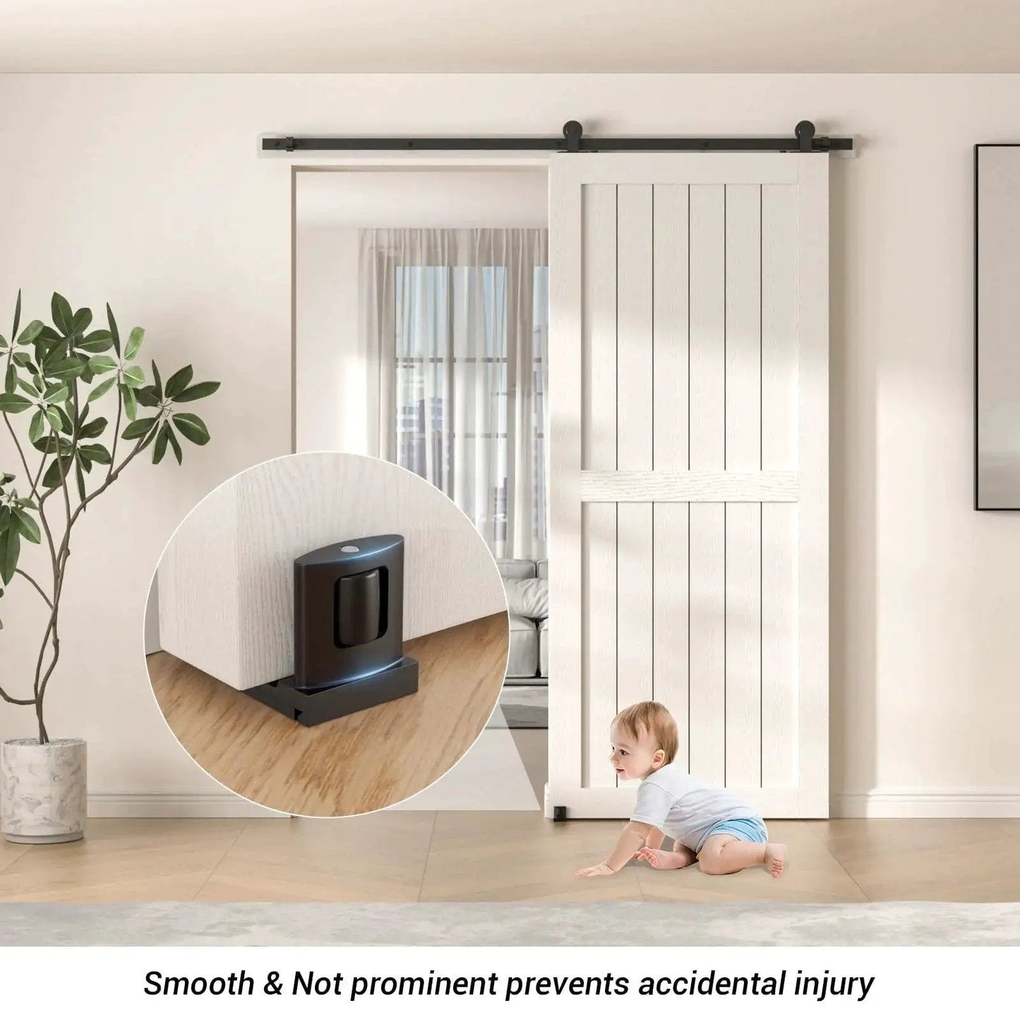 Sliding Barn Door Bottom Floor Guide With Adjustable U Shaped Flat Bottom Design Easy To Install And Wall Mounted Black Finish