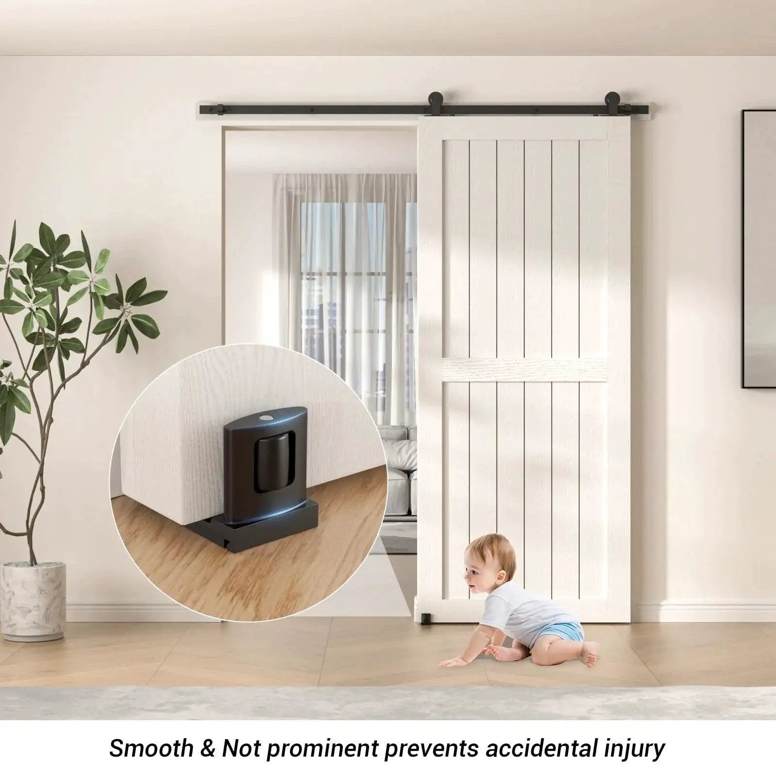 Sliding Barn Door Bottom Floor Guide With Adjustable U Shaped Flat Bottom Design Easy To Install And Wall Mounted Black Finish