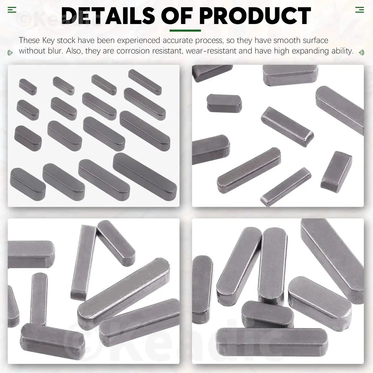 Carbon Steel Round Ended Feather Key Set With 140 Pieces And 16 Size Assortment For Drive Shaft And Pulley Fastening And Connection