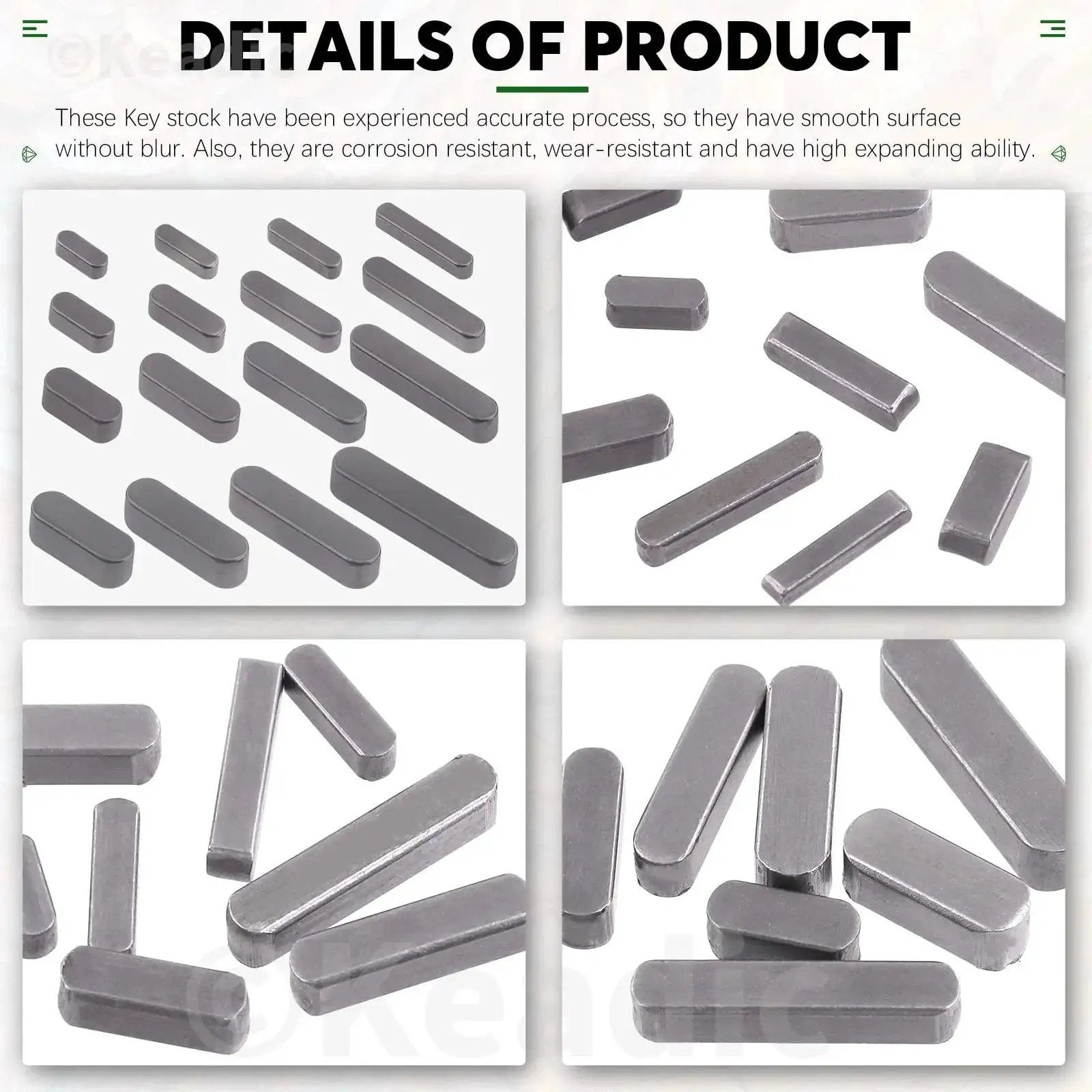Carbon Steel Round Ended Feather Key Set With 140 Pieces And 16 Size Assortment For Drive Shaft And Pulley Fastening And Connection