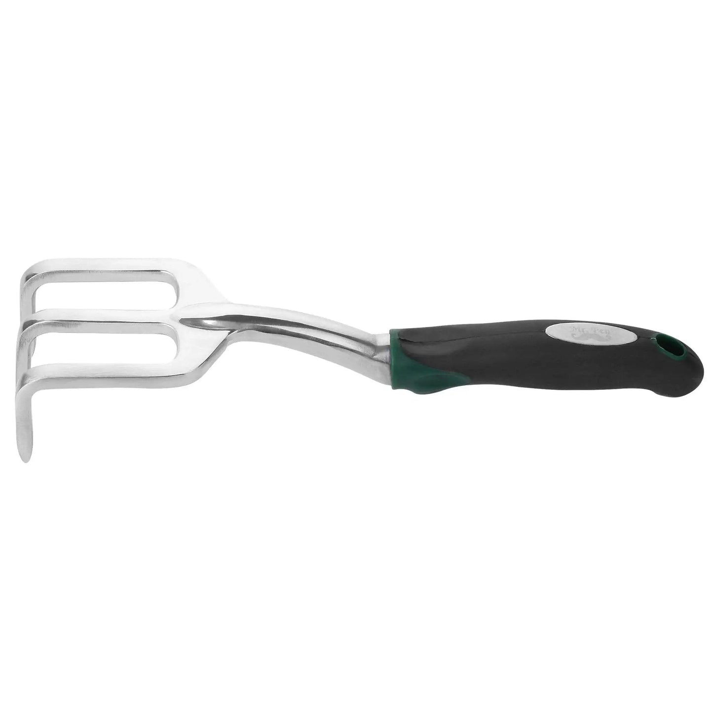 Eleven And A Half Inch Hand Rake For Weeding And Soil Turning With Three Prong Metal Cultivator For Garden Beds And Plots Easy Grip
