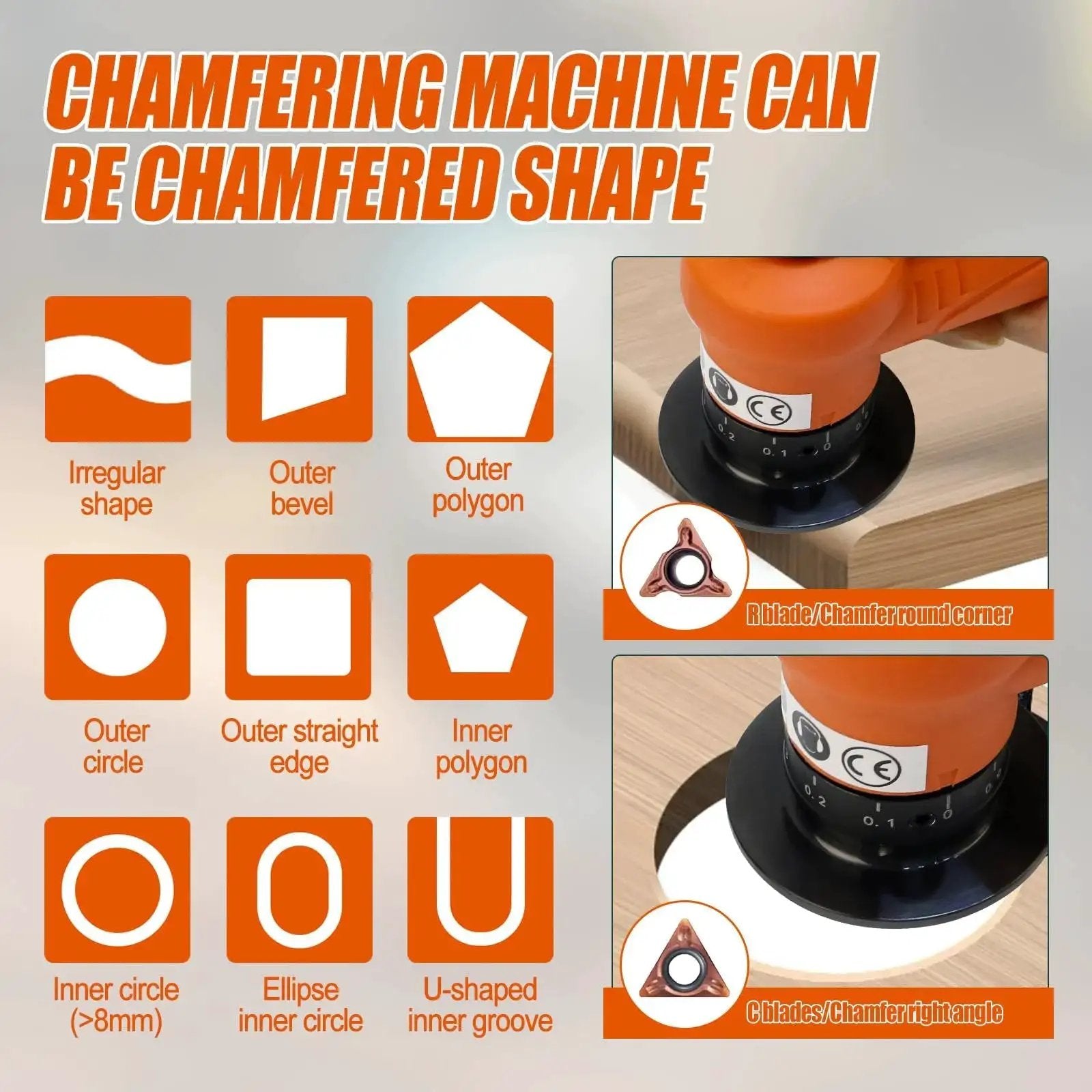 2 In 1 Mini Pneumatic Chamfering Tool For Right Angles And Round Corners, 30000 RPM Handheld Beveling Deburring Machine chamfering shapes