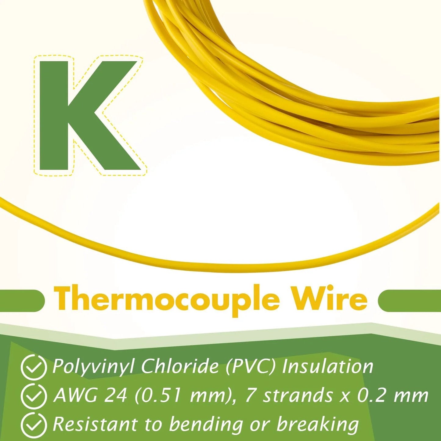K Type Thermocouple Wire AWG 24 Solid With PVC Insulation For Thermocouples And Extension Wiring Ten Yards Pack Top Notch