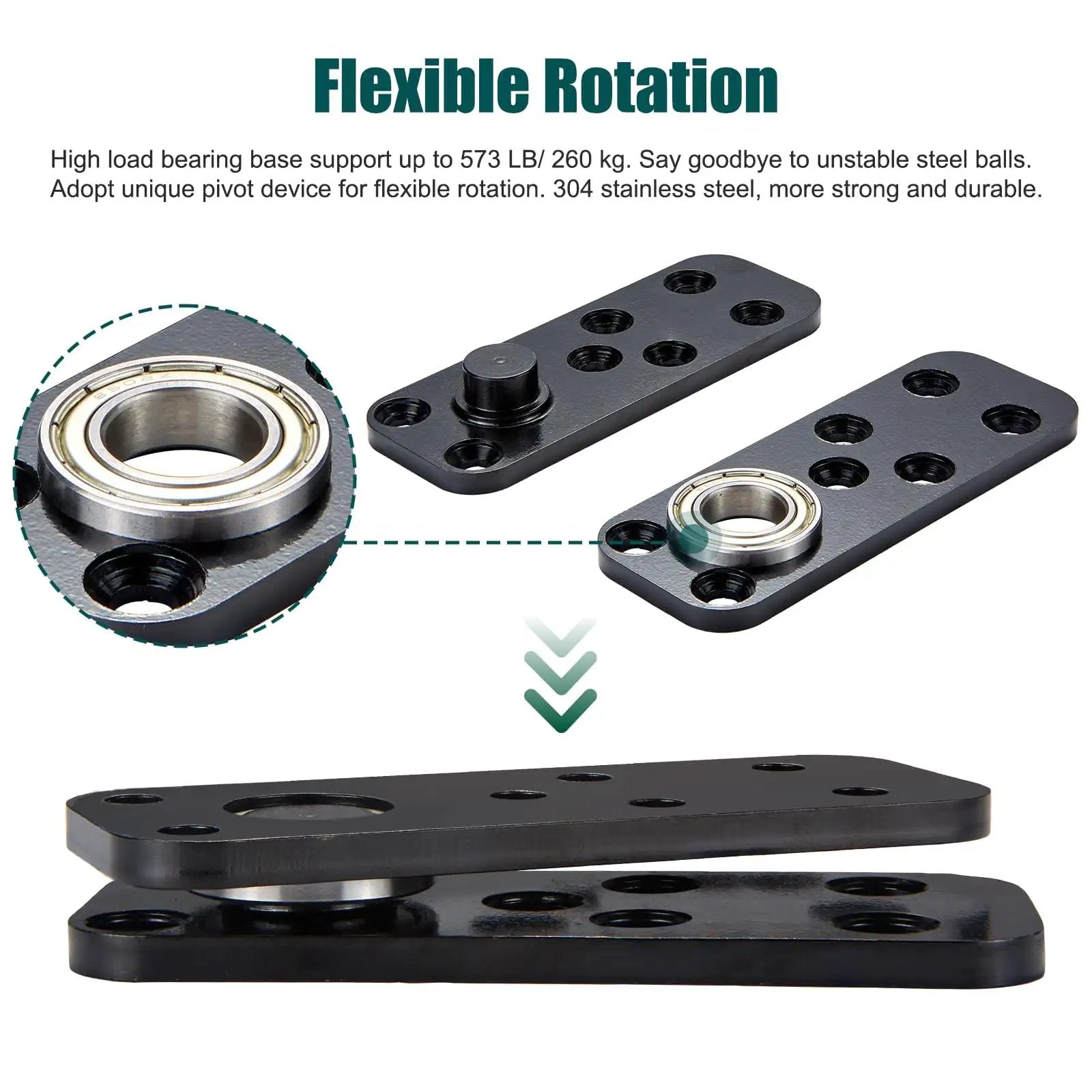 Heavy Duty Hidden Door Pivot Hinge For 360 Degree Rotation, 573 Lb Load Bearing, Stainless Steel Concealed Door Hardware By Tuykay