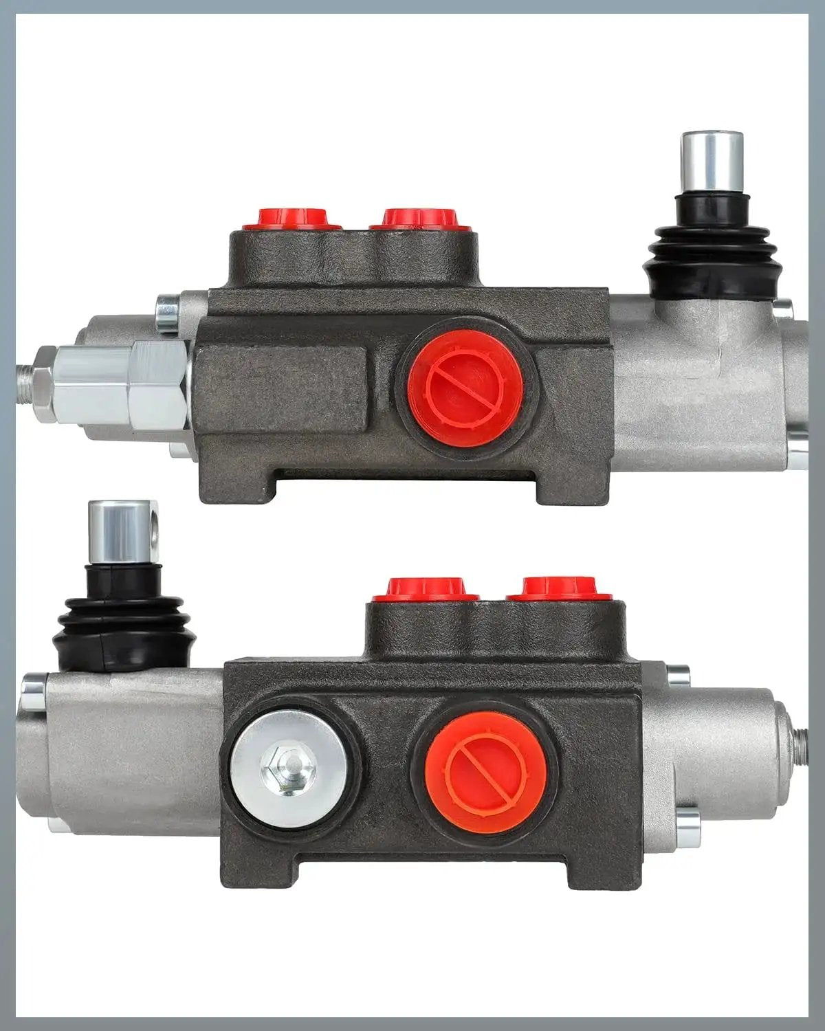 One Spool Hydraulic Pro Grade Flow Control Valve With 11 GPM At 3600 PSI G Ports close-up of two units showing design