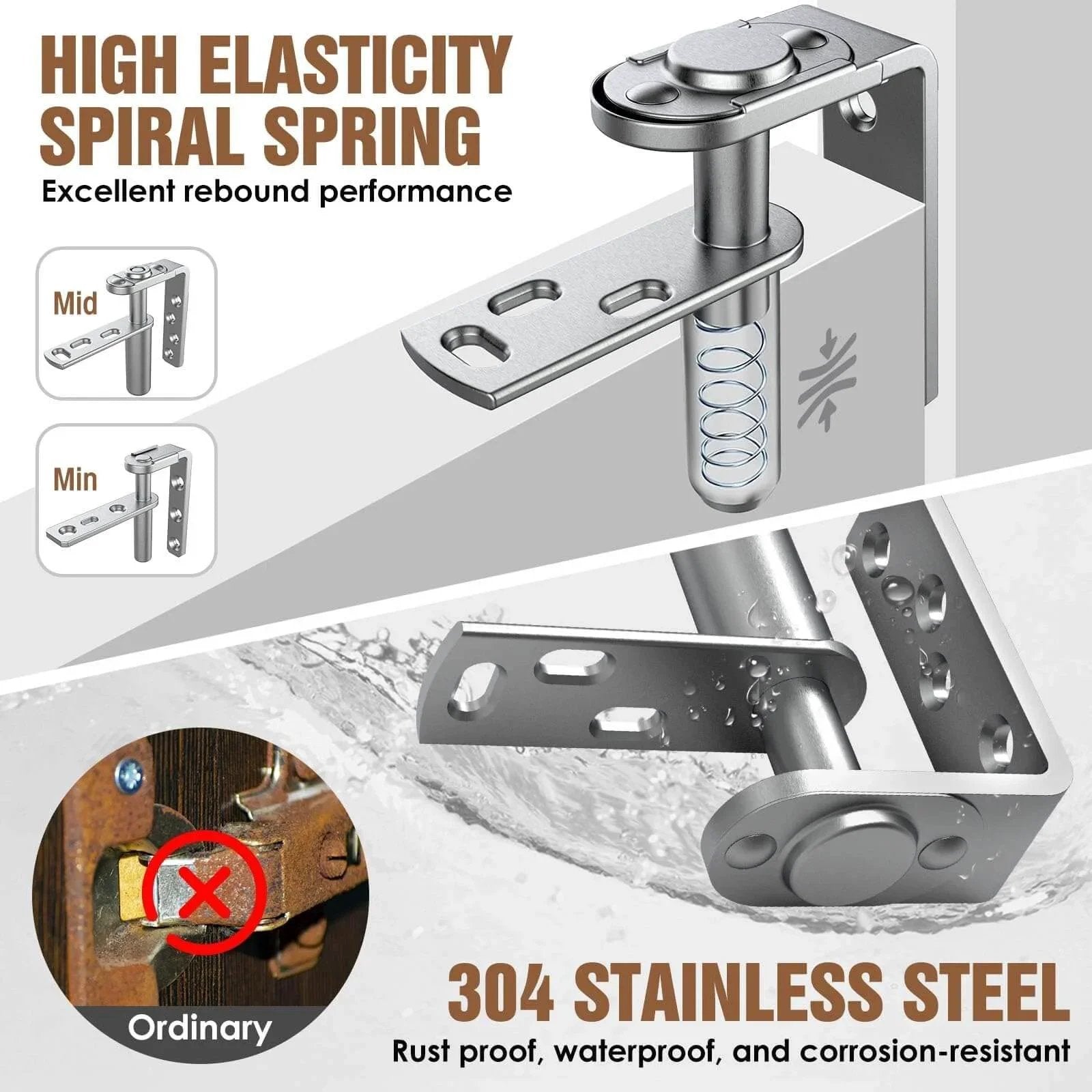 Stainless Steel Cafe Door Hinges With Self Closing And Two Way Swing For Louvre Doors And Saloon Doors Adjustable Opening Angle Notch