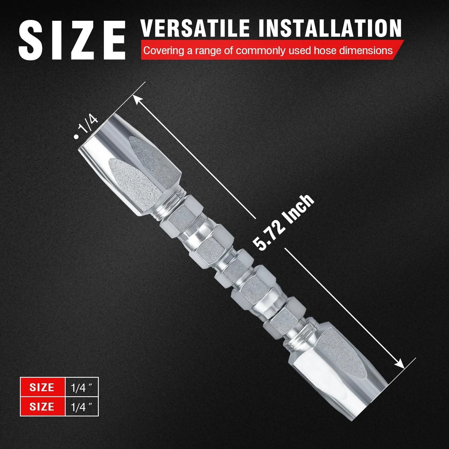 2-Pack Hydraulic Hose Field Repair Kit For 1/4 Inch Inner Diameter Hoses, Reusable And Zinc-Plated Components, center view