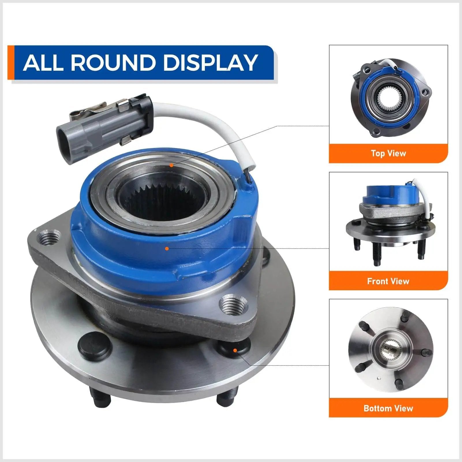 Front Wheel Hub Bearing Assembly 513121 Compatible With Cadillac DTS Eldorado Seville Chevy Impala Monte Carlo 5 Lug With ABS