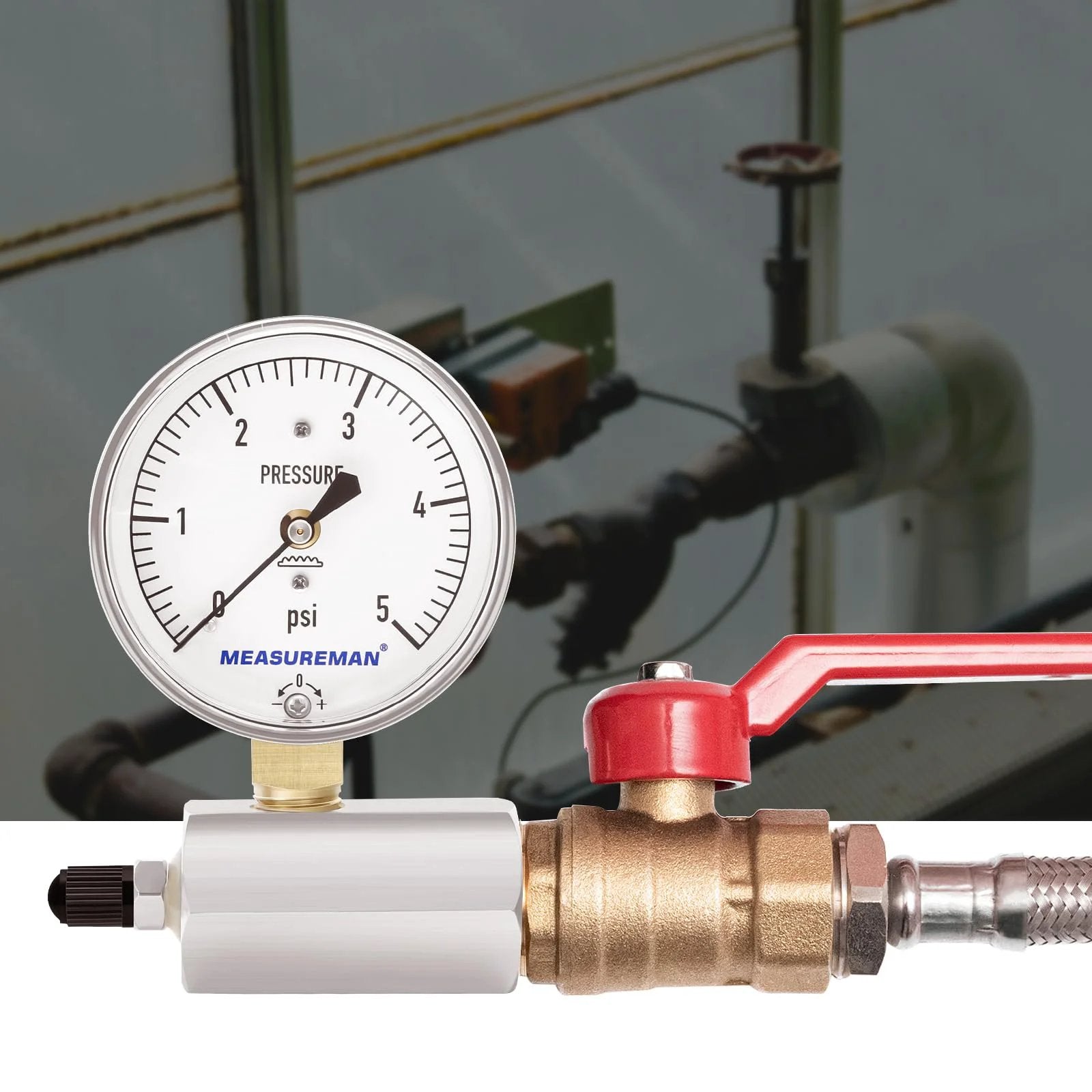 Low Pressure Capsule Diaphragm Gauge With Adjustable 0 To 5 Psi Range, Two And A Half Inch Dial, Black Steel Case Installed