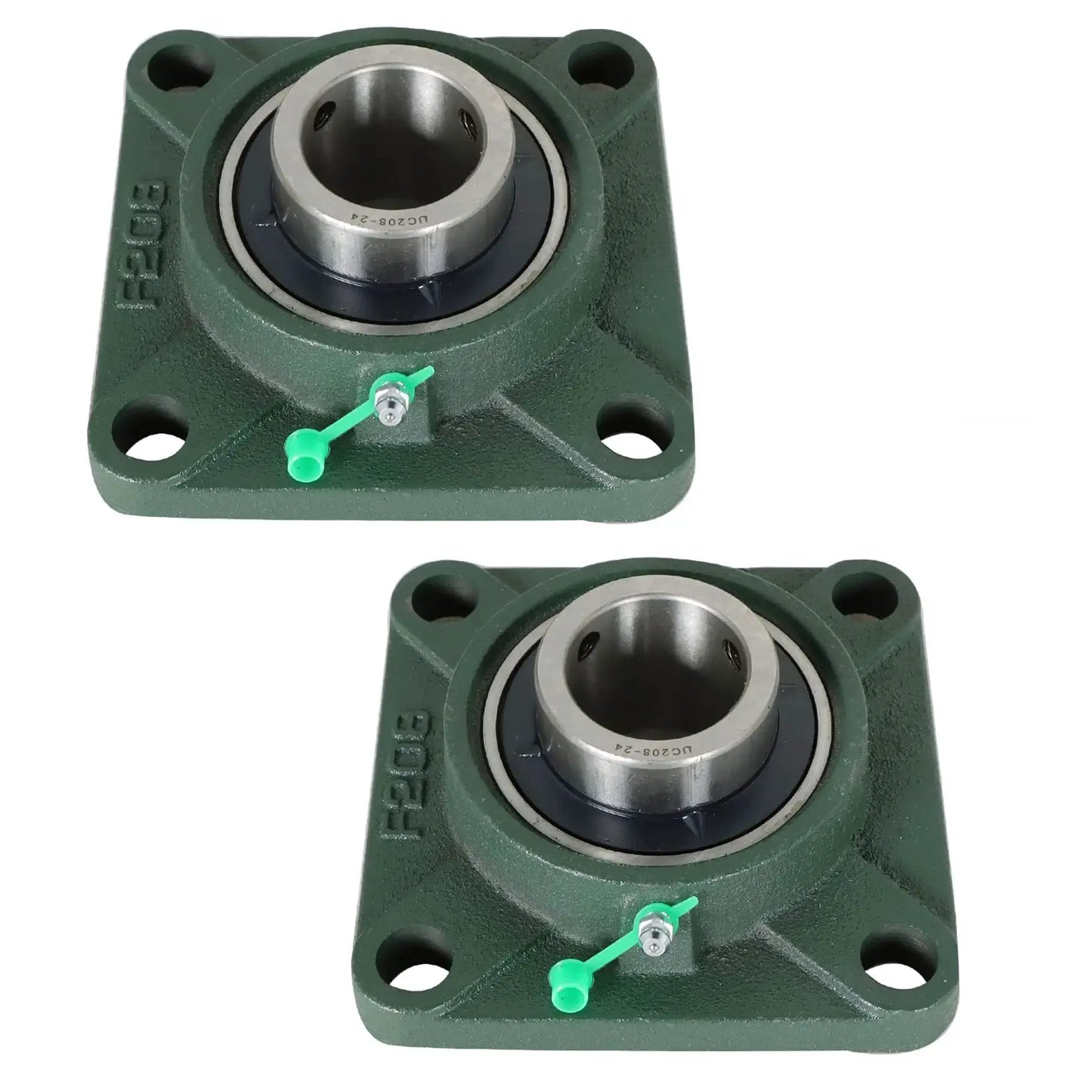 Pillow Block Bearing Kit UCF20824 Two Pack With Self Aligning Square Flange Four Bolt Mount One And A Half Inch Bore Premium Bearing Steel