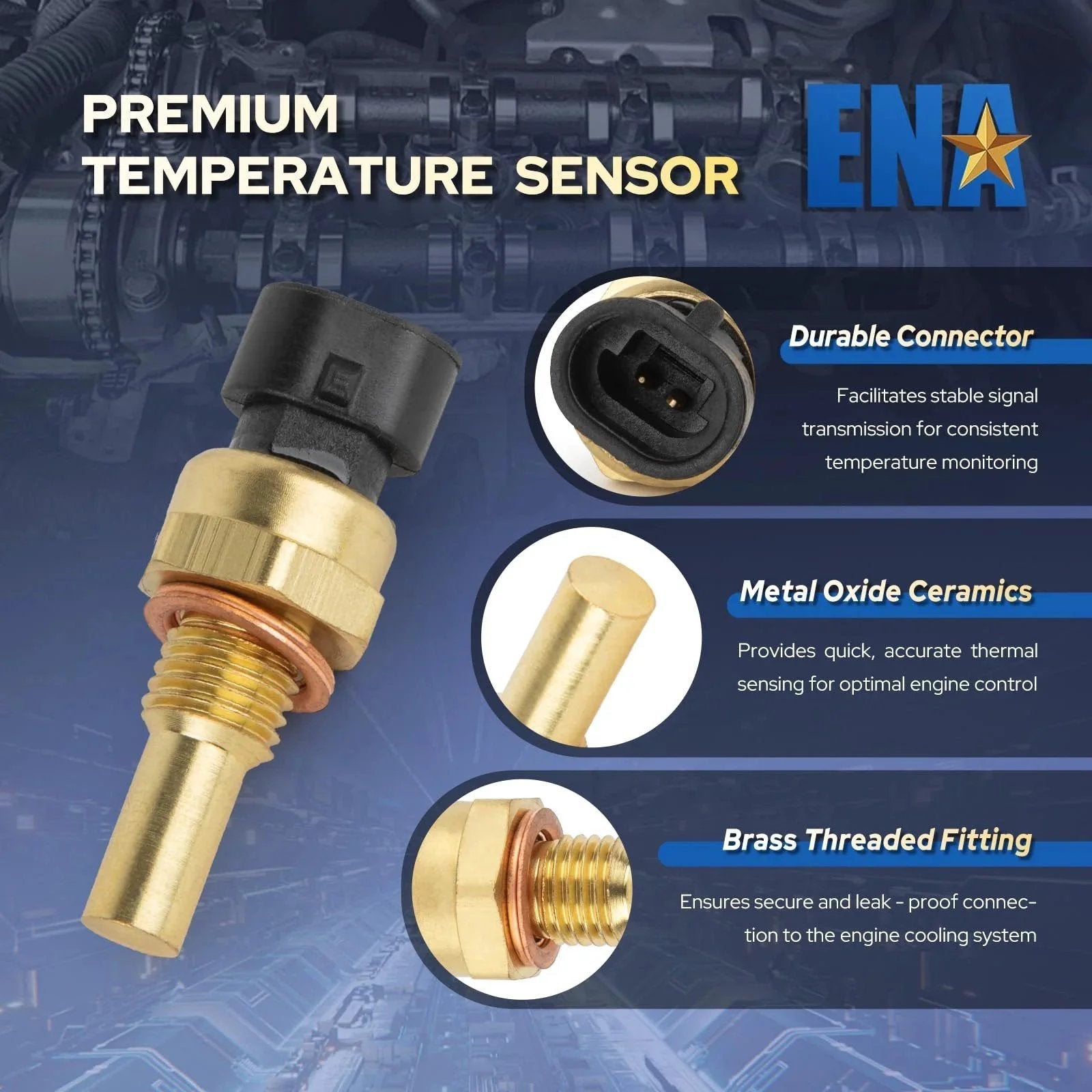 Image of a premium Engine Coolant Temperature Sensor For Chevy Silverado GMC Cadillac Buick Cars And Trucks 2011 2015 with brass fitting