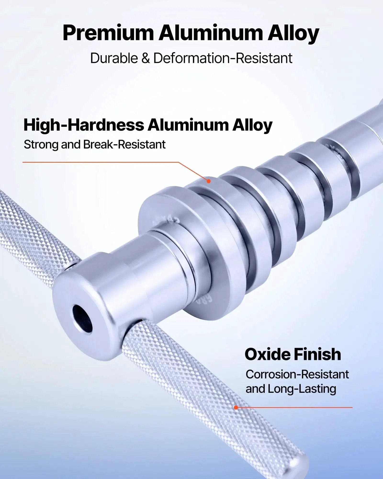 Close-up of the aluminum handle from the Bicycle Bearing Press Kit For Wheel And Hub Installation with oxide finish details.