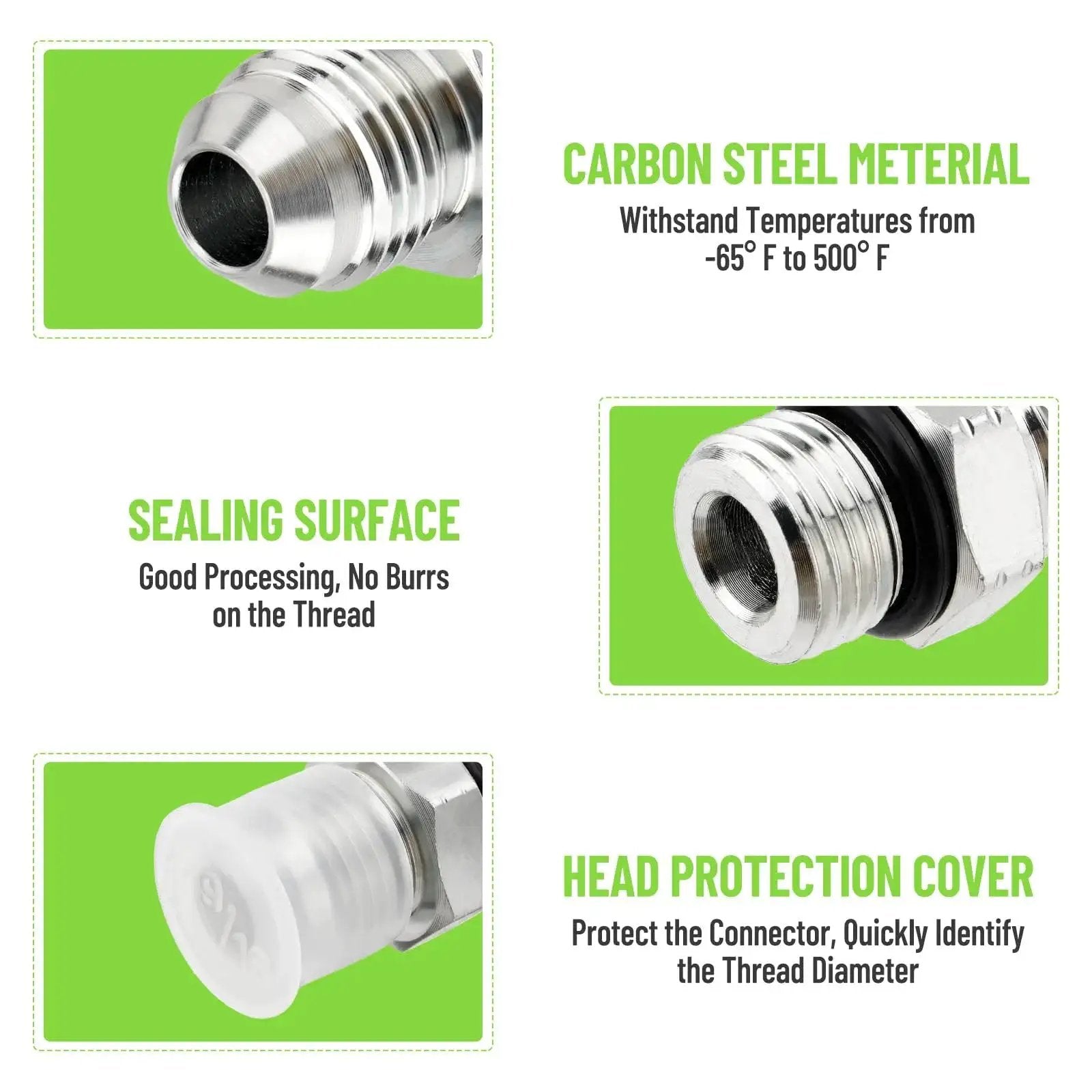 10 Pack Hydraulic Hose Fittings Three Eighths Inch JIC 37 Degree Male To SAE ORB Male Straight Tube Adapters details