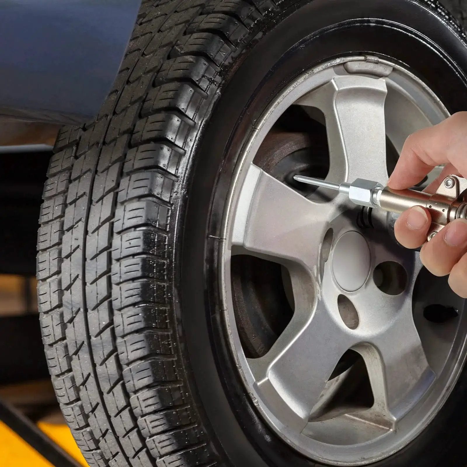 Needle Nose Grease Nozzle For Hand Operated Grease Gun With Narrow Needle Adapter reaching tight spot in car wheel rim
