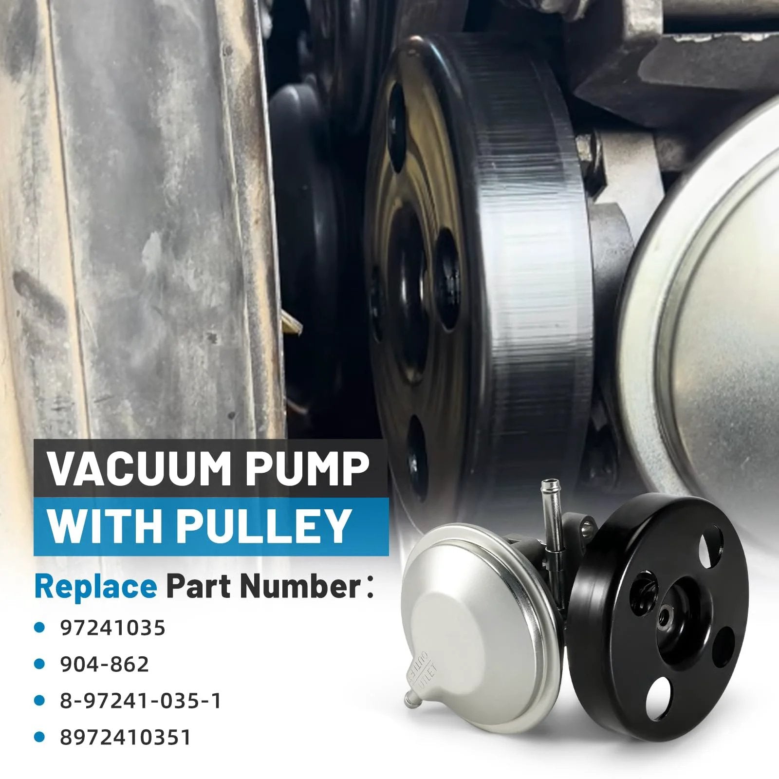 Vacuum Pump With Pulley For Isuzu NPR NPR HD 1995 To 2020 V8 Gas Engines L96 LQ4 LY6 L31 L05 replacement image