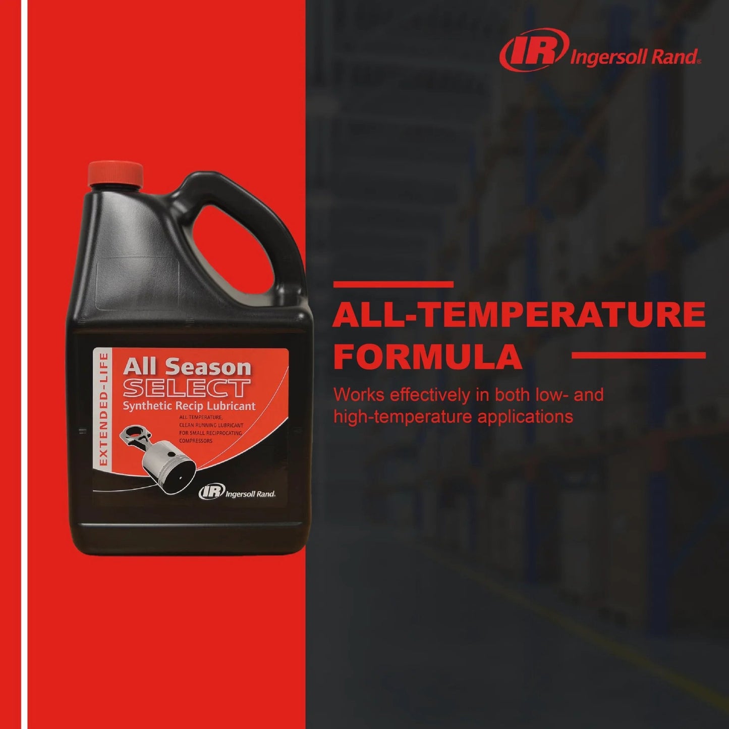 All Season Select Synthetic Lubricant For Reciprocating Air Compressors, OEM Grade Oil For Peak Performance And Longevity, 5L Bottle By Ingersoll Rand