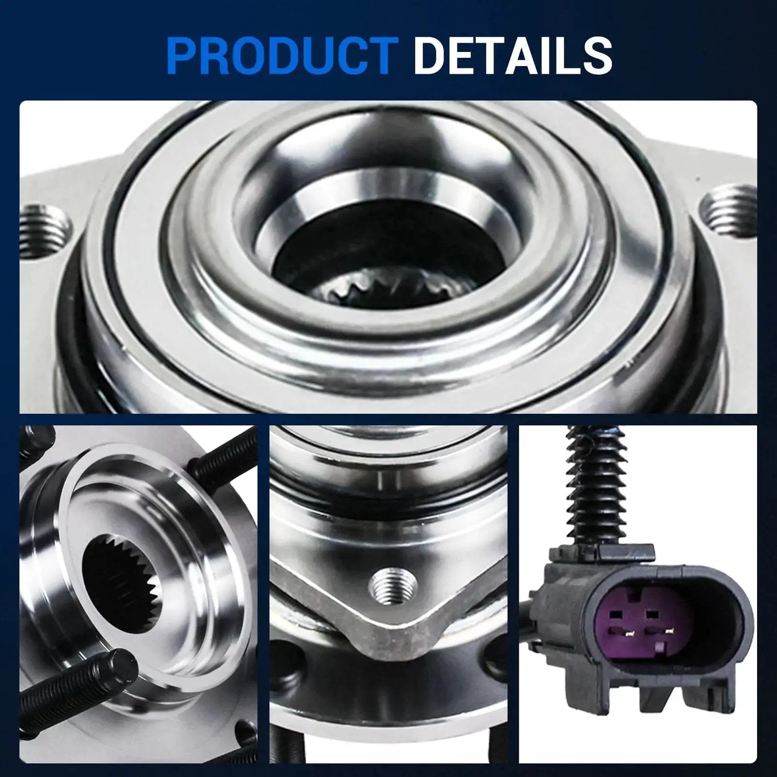 Front Wheel Hub And Bearing Assembly 513188 For Chevy Trailblazer SSR GMC Envoy Buick Rainier Isuzu Ascender Saab Nine Seven X 6 Lug With ABS Replacement Replaces 513188 8151 Convenient Plug And Play Fit, close-up details view