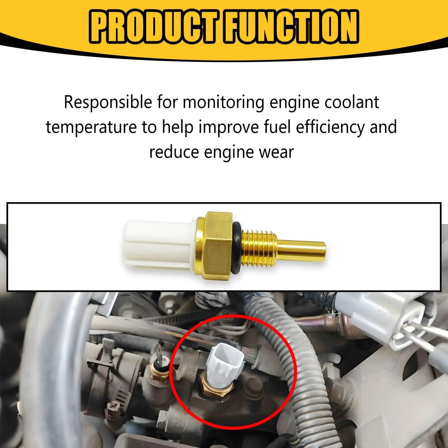 Engine Coolant Temperature Sensor Replacement For Honda Civic 2001-2011, Element 2003-2010, Pilot 2005-2008, Ridgeline 2006, Acura RL TSX TL MDX By Icyhaws OEM Style Sensor Replaces 37870-PLC-004, 37870PNA003, 37870-PNA-002 installed in vehicle engine