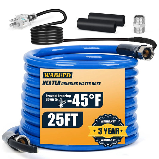 Heavy Duty 25 Foot Heated Water Hose For RVs And Campers With Anti Freezing Down To Minus 47F Fast Heating Rugged Durability