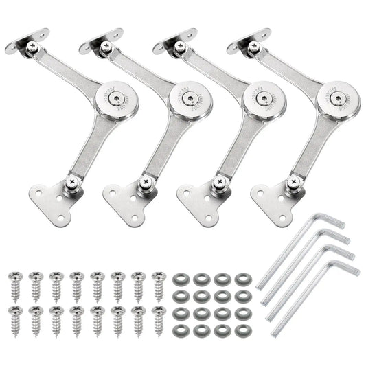 Heavy Duty Soft Close Lid Support Hinges Set 4 Pack, Adjustable 200 220N Gas Struts For Cabinets Closets Wardrobes, with screws and tools