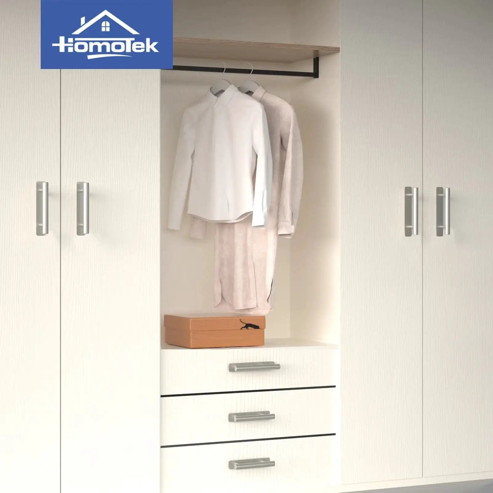 Set Of Four Self Adhesive Sliding Closet Door Handles No Drill Brushed Stainless Steel Five Inch Stick On Cabinet and drawers
