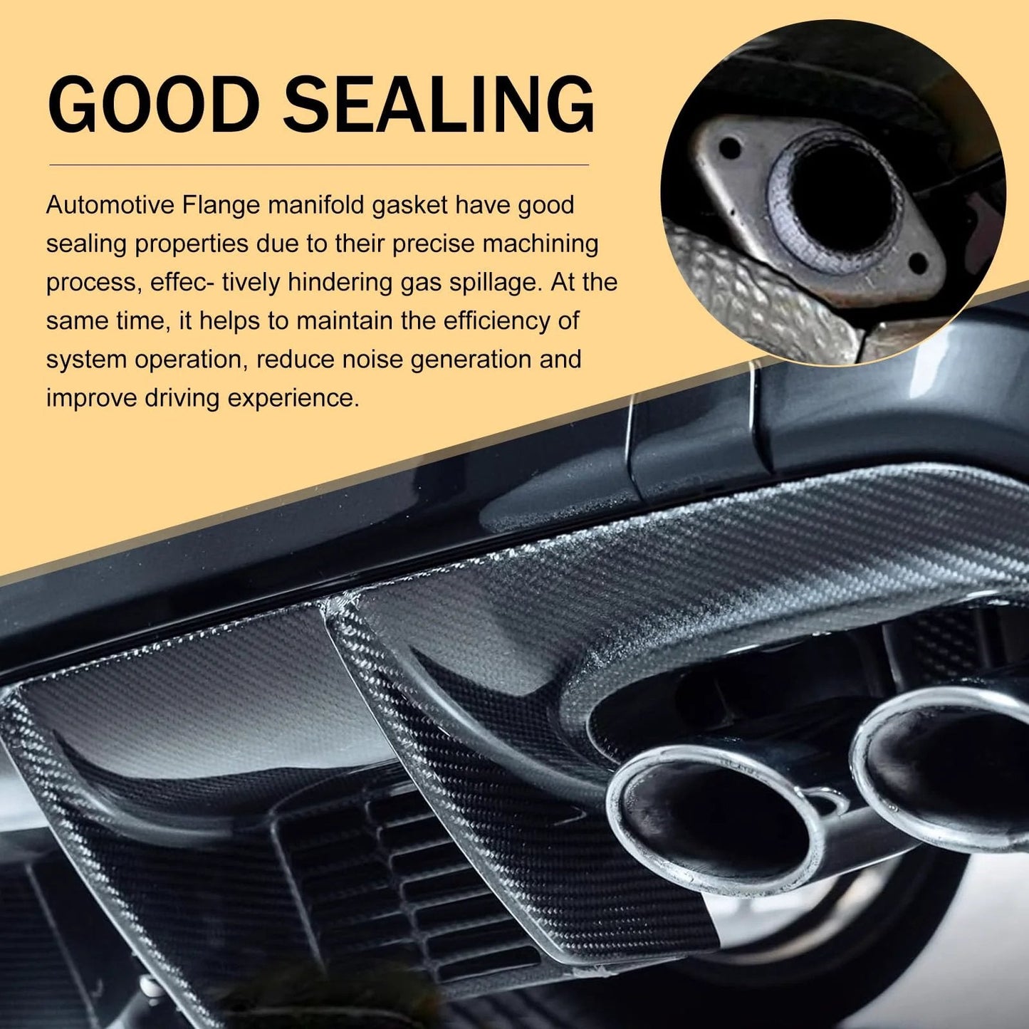 Universal 65mm Graphite Ceramic Exhaust Donut Gasket 2.5 Inch Inner Diameter 2 Pack Leakproof Seal Between Manifold And Pipe