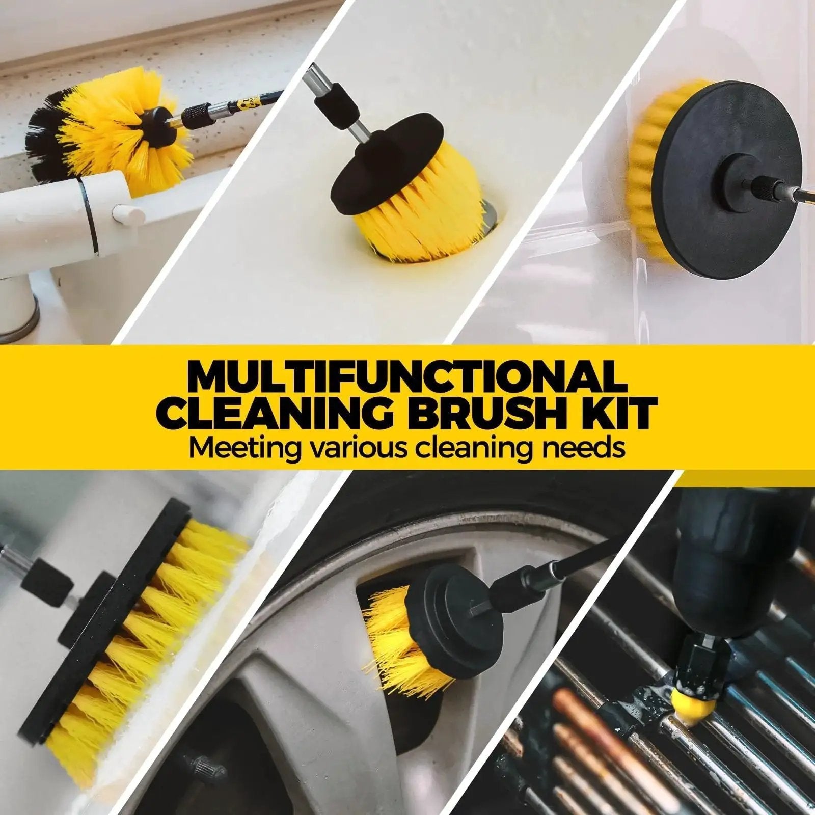 30 Piece Drill Brush Set With Scrub Pads And Sponges For Grout Tiles cleaning various surfaces