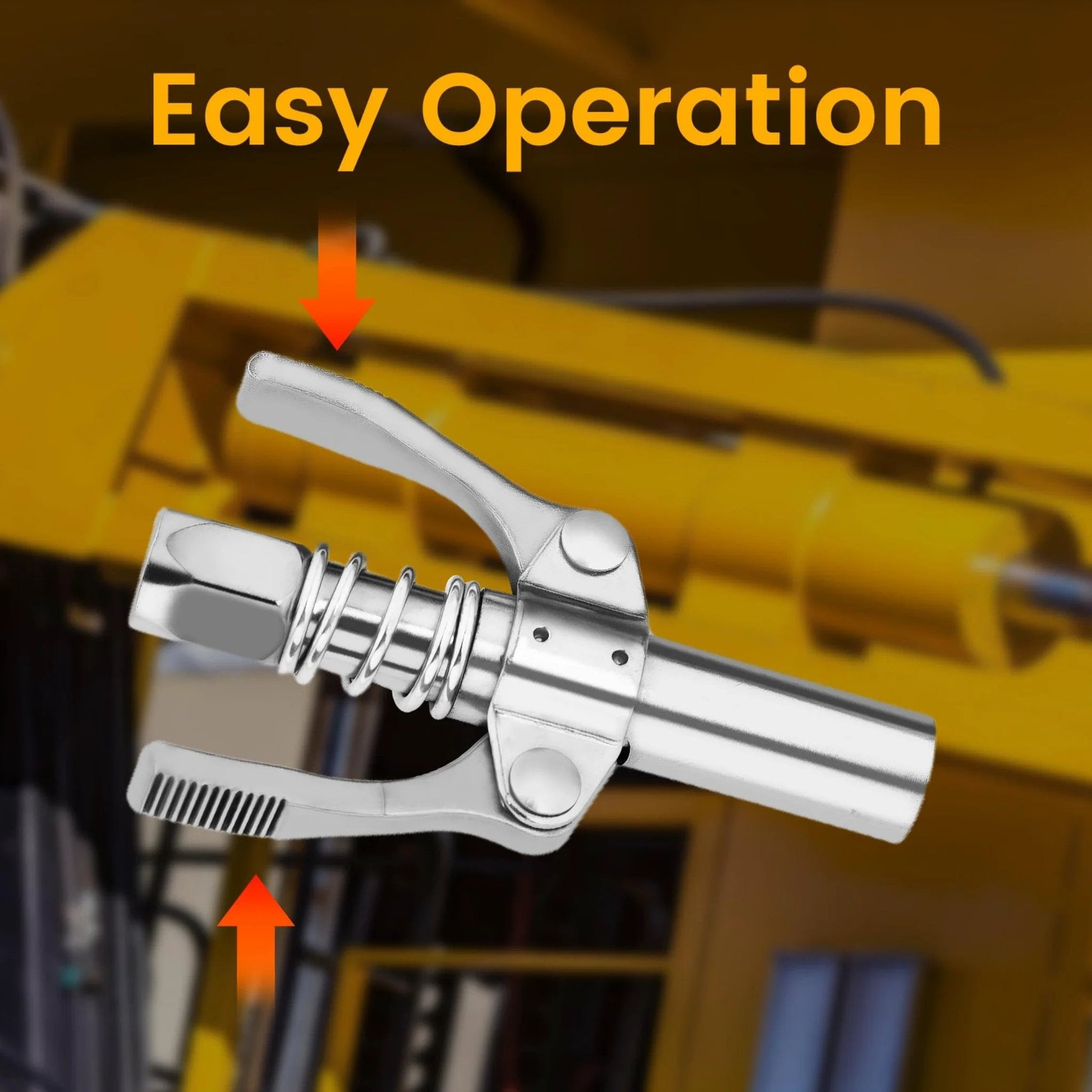 Two Piece Leak Proof Grease Gun Coupler Set For Manual And Electric Guns, 12000 PSI High Pressure, quick connect lock on design