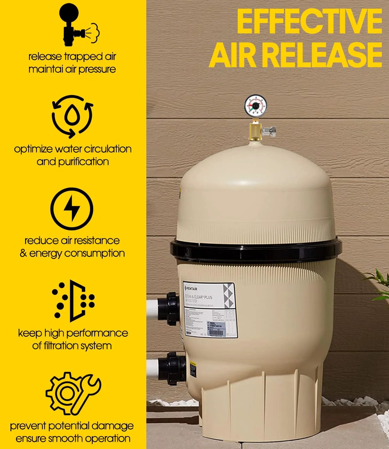 High Flow Manual Relief Valve For Pool And Spa Filters With Pressure Gauge DearChan Brass Assembly on filter system
