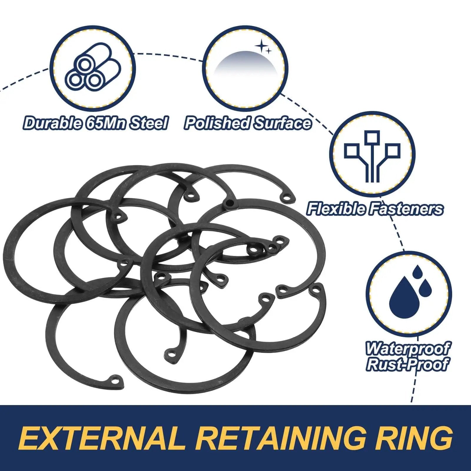 Premium 50 Mm Internal Retaining Rings 10 Pack C Clip Snap Rings 65Mn Manganese Steel For Automotive Grooved Shafts