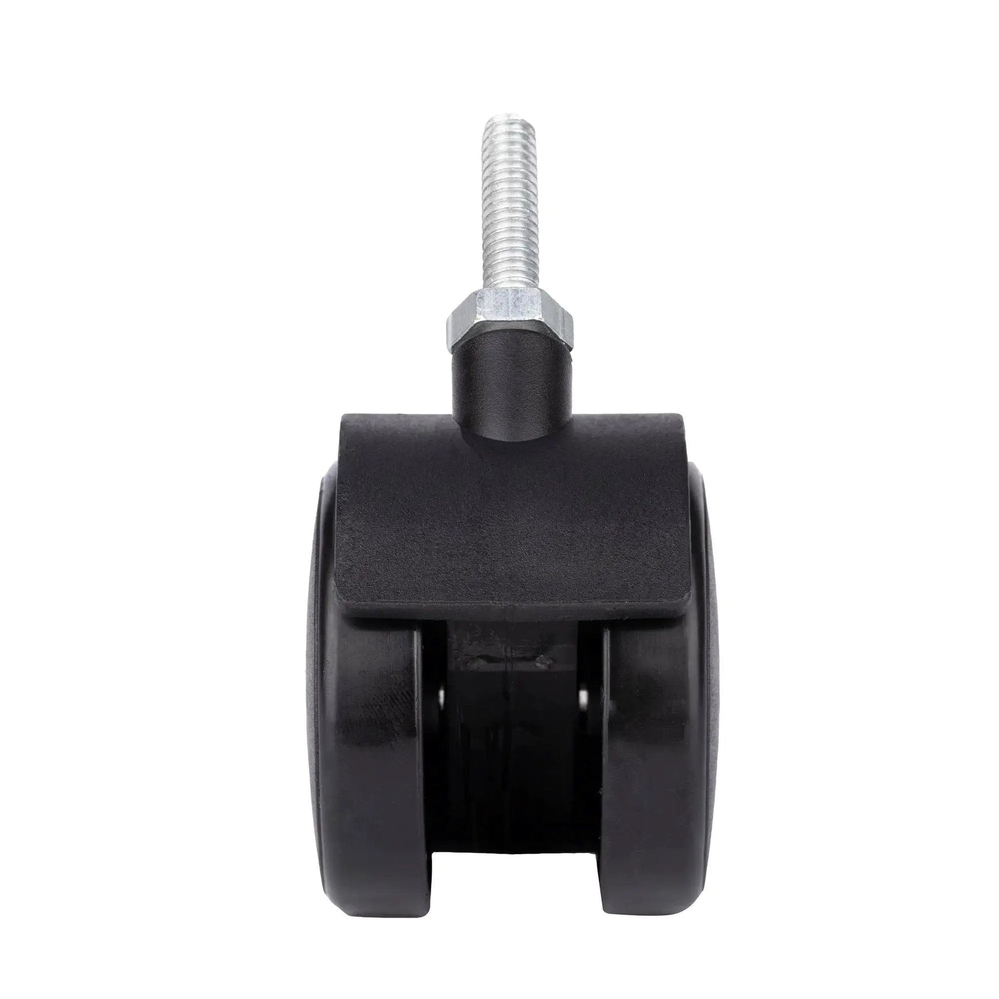 Front view of 2 Inch Shelving Caster Swivel Stem Wheel with 1/4-20 Thread Stem for small shelves and furniture, pack of 4, no brakes.