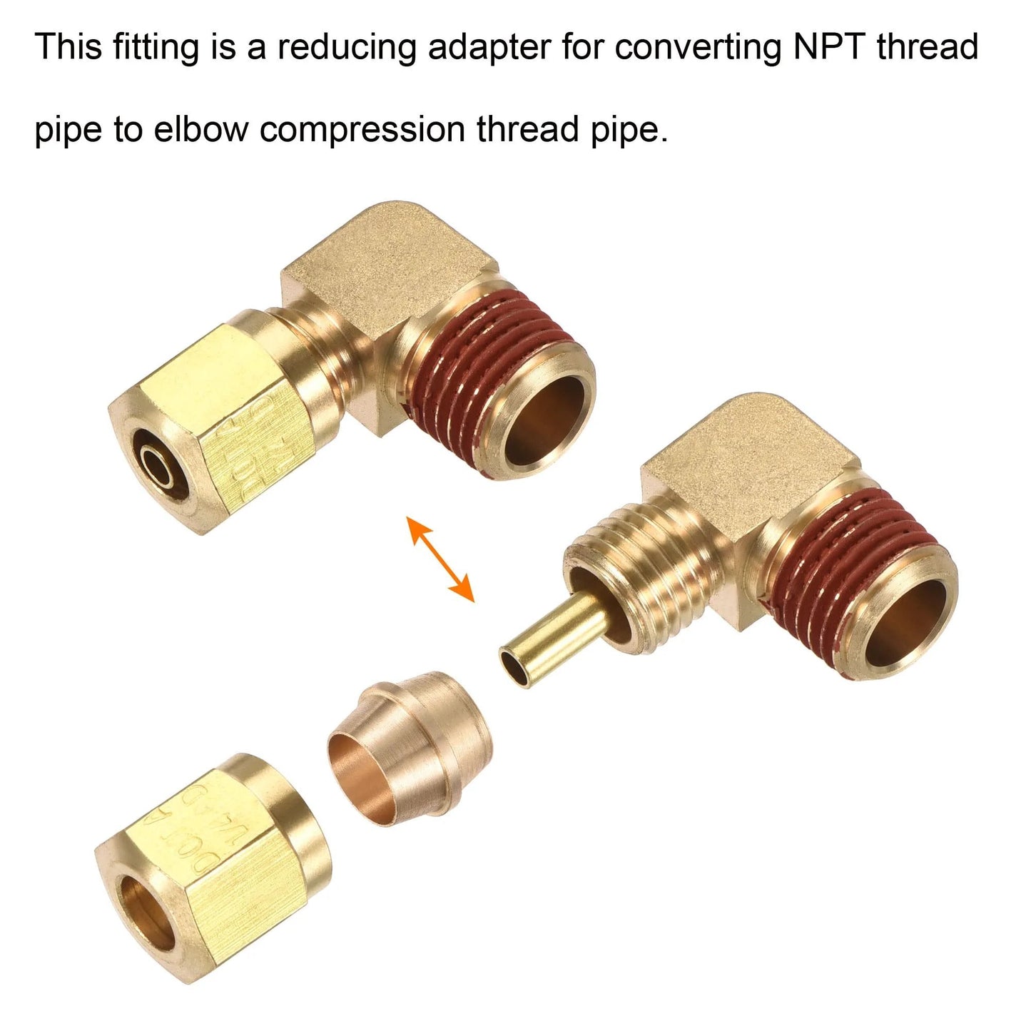 Brass Elbow Compression Tube Fitting 1/4 NPT to 1/4 Inch Tube OD 90 Degree Coupler Adapter Pack of 2 by Meccanixity