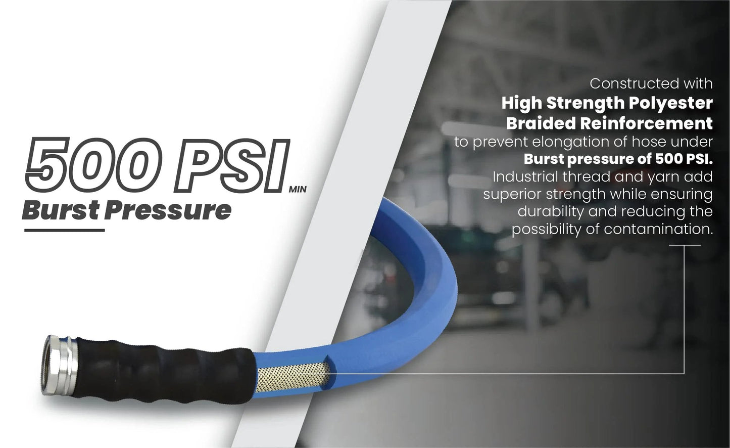 Ultra Light Rubber Garden Hose Three Quarter Inch Six Foot For Hot And Cold Water 500 PSI Maximum Pressure With Polyester Braided Construction Pro Grade And 100 Percent Rubber