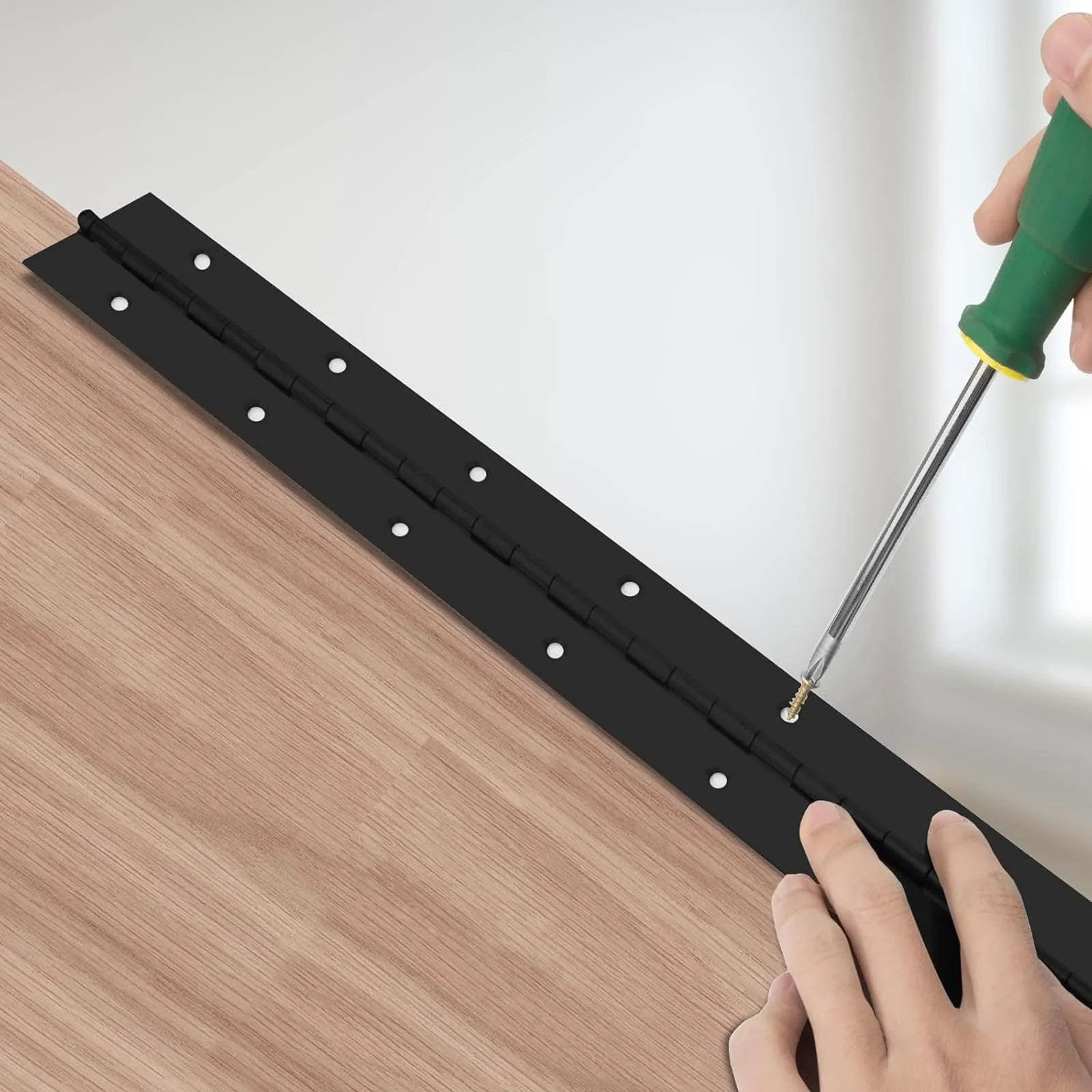 Installing Heavy Duty Piano Hinge Set 2 Pack 2 In Open Width By 20 In Long 0.06 In Thick Stainless Steel With Holes Black Stainless Cabinet Door Hinges