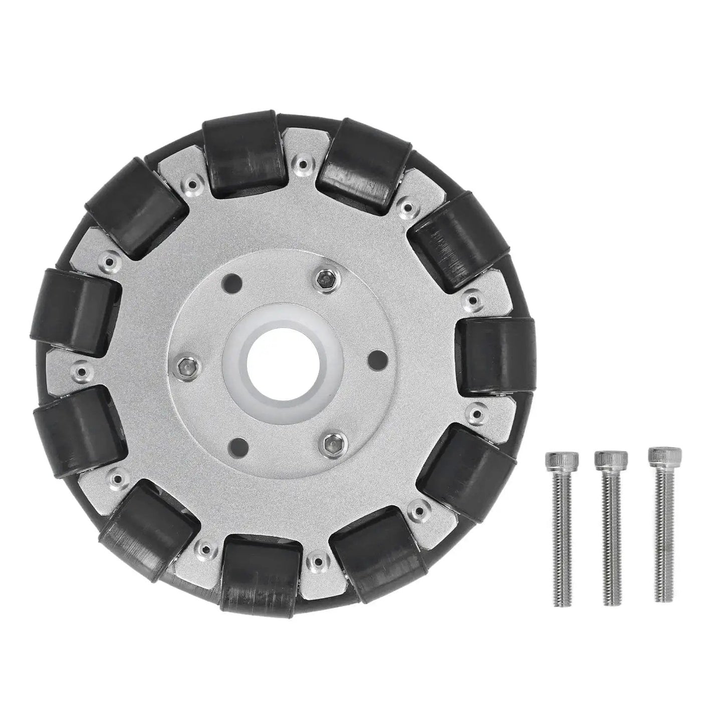 Double Aluminum Omni Wheel 127mm Premium Omni Directional Wheel With 360 Degree Rotation For Robot Replacement Parts Featuring 22 Rubber Rollers And 30kg Load Capacity