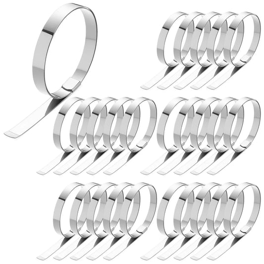 25 Pack Center Punch Hose Clamps Five Eighth Inch Wide Four Inch Diameter 0.025 Inch Thick 201 Stainless Steel Preformed Band Clamps