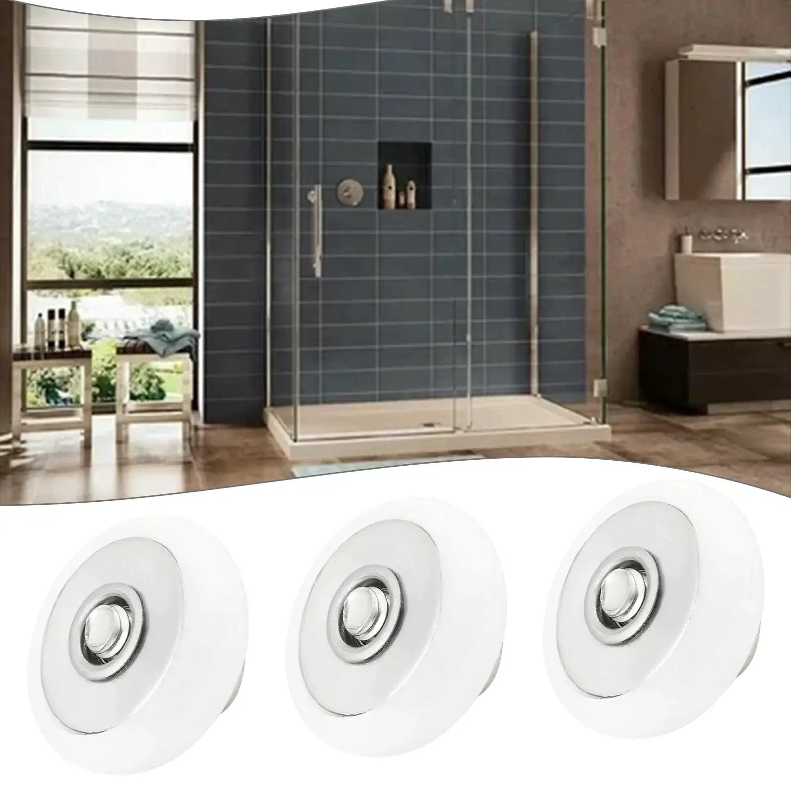 8 Piece Oval Edge Shower Door Rollers with Screws 19mm Diameter 6mm Thick Replacement Sliding Wheels for Glass Shower Doors