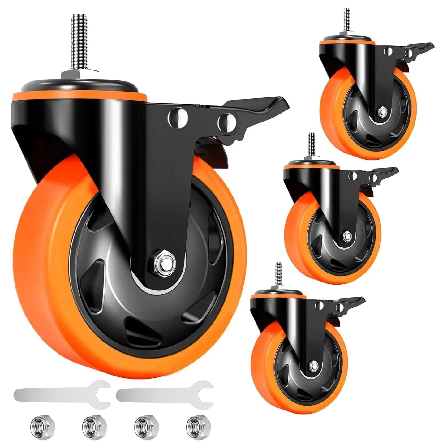 4 Inch Stem Caster Wheels Set Of 4 Heavy Duty 2000 Lb Capacity Threaded Stem Casters Three Eighths Inch Sixteen UNC By One Inch