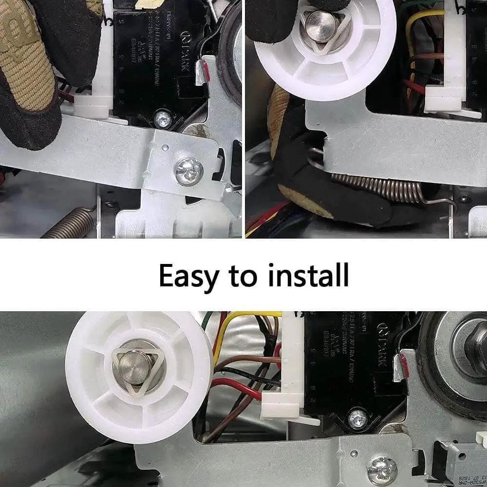 Single dryer idler pulley assembly with upgraded dual sealed ball bearings, easy install in appliance repair setup