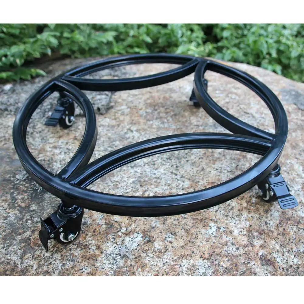 15 Inch Plant Caddy With Wheels Heavy Duty Construction Supports Up To 300 Lbs With Brakes, round iron frame with swivel casters