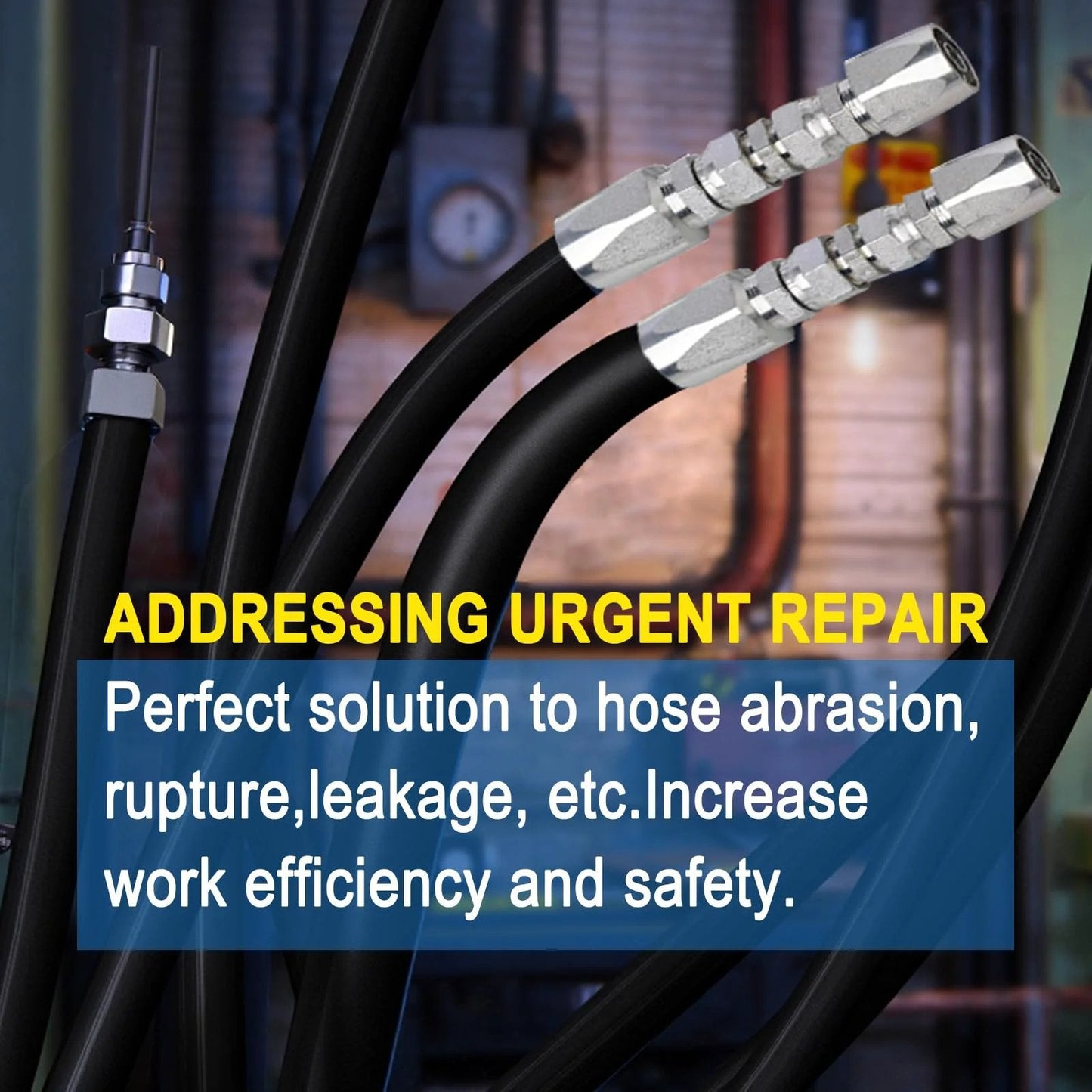 Half Inch Hydraulic Hose Repair Kit With Reusable Fittings For 4000 PSI Systems, Two Piece Set By Legines shown in use.