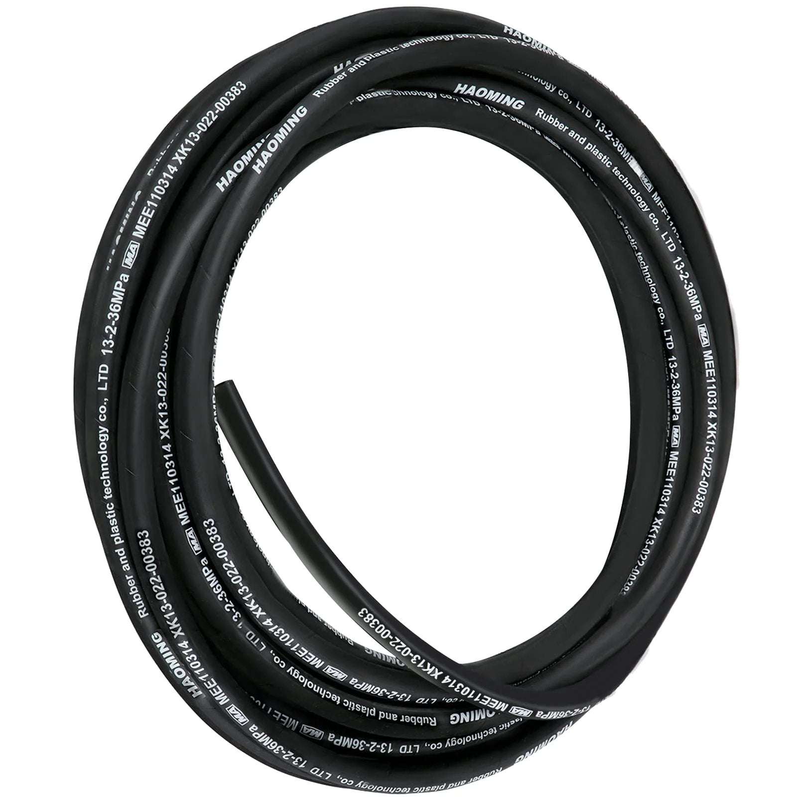 Coiled Heavy Duty 50 Feet Hydraulic Hose With Two High Tensile Steel Wire Braids Half Inch Inner Diameter 5000 PSI Max