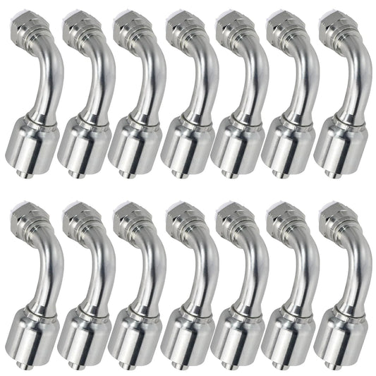 14 Piece Hydraulic Fittings Kit 3/4 Inch Hose To 3/4 Inch JIC 37 Degree Female 90 Degree Swivel Elbow, stainless steel