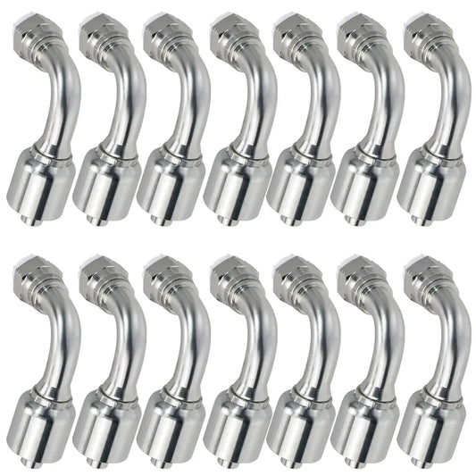 Fourteen Piece Hydraulic Fittings Kit For Half Inch Hose To Half Inch JIC Thirty Seven Degree Female Swivel Elbow Repair Kit