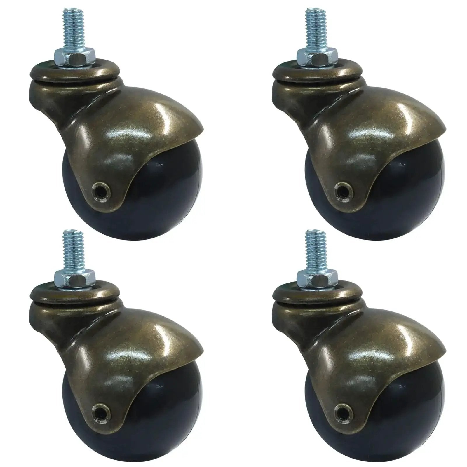 2 Inch Ball Caster Wheels Set Of 4 With Threaded Stem 360 Degree Swivel Furniture Casters For Chairs And Cabinets Antique Bronze Finish