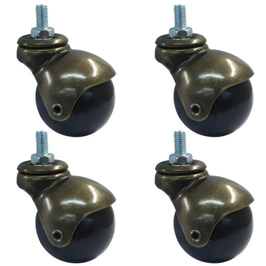 2 Inch Ball Caster Wheels Set Of 4 With Threaded Stem 360 Degree Swivel Furniture Casters For Chairs And Cabinets Antique Bronze Finish