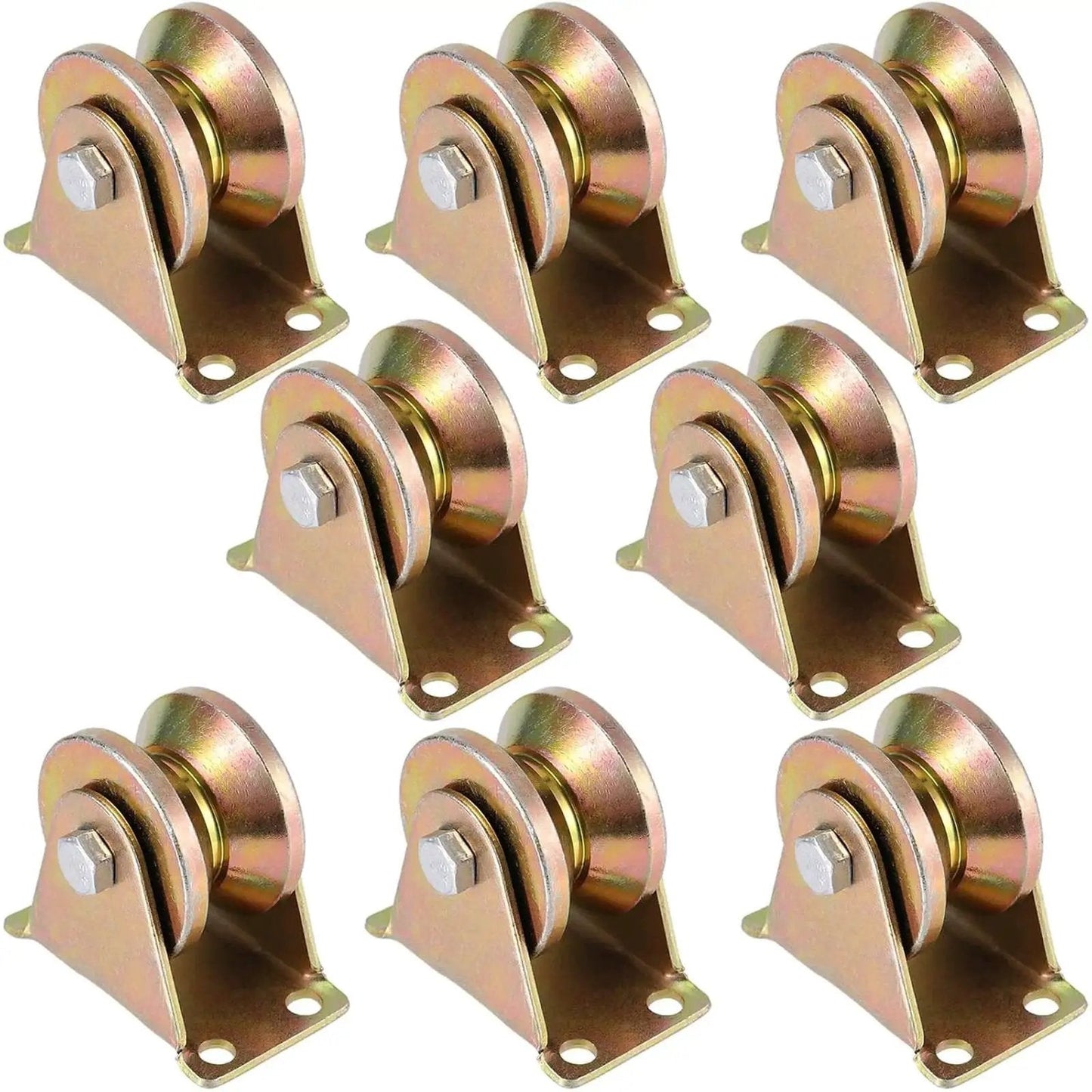 Built Tough 2 Inch V Groove Wheel Set 8 Pcs Heavy Duty Steel Caster Wheels for Sliding Gates