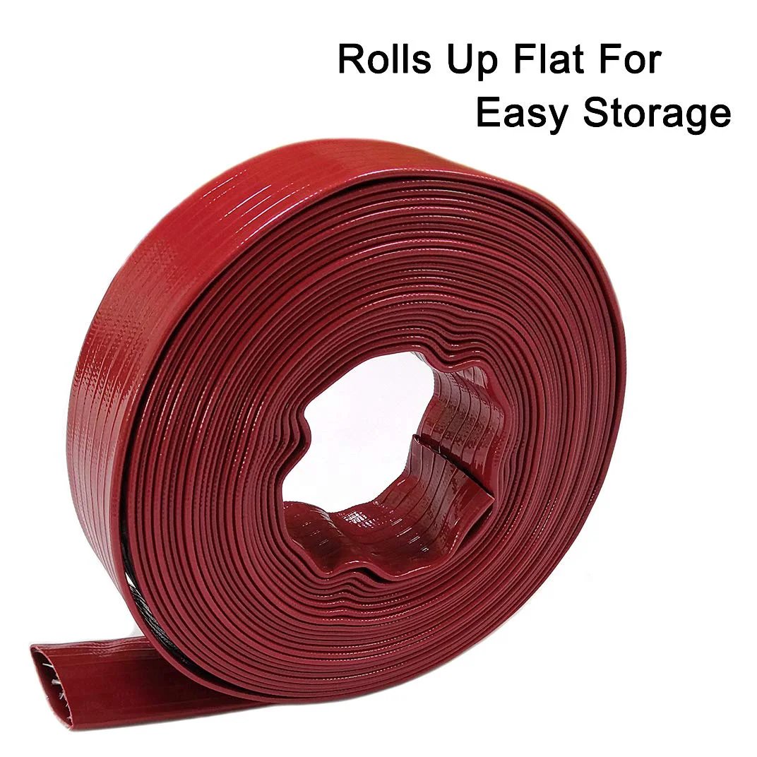 Heavy Duty Pool Backwash Hose 2 In X 50 Ft Beefed Up Discharge Hose for high pressure backwashing, rolled up for easy storage