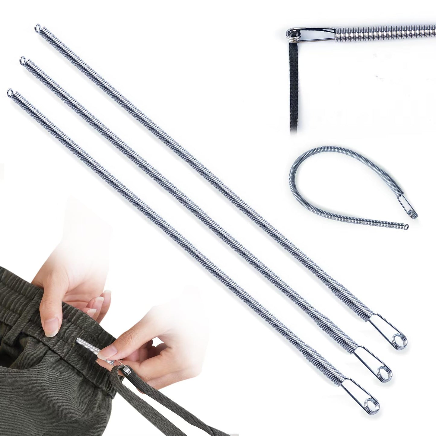 3 Piece Set For Hoodies And Pants Clip Replacements Effortlessly Thread Ropes And Elastic Cords With Durable Metal Spring No Bend Design For Quick Easy No Fuss Do It Yourself Sewing Garment Repairs At Home Or In The Workshop